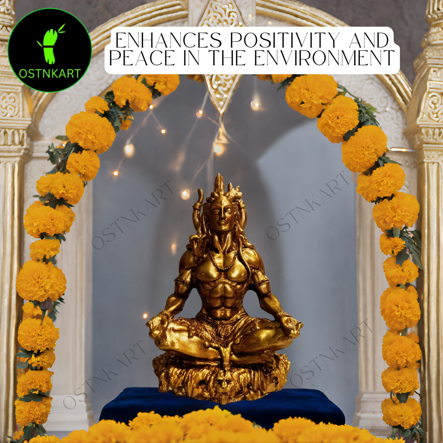 OSTNKART Mahayogi Adiyogi Shiva Statue 3.5 inch Polyresin Car Dashboard Idol, Shiv Ji Pooja Room,Living Room Show Piece New House Warming Gift(black,Size -6.1L x 5.1W x 8.9H cm)