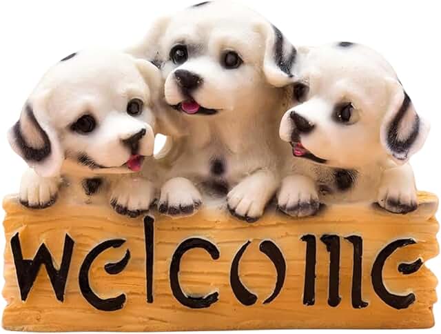 OSTNKART Welcome Dog Showpiece White Resin 4 * 5.5 Inch Statue for Home Decor, Door Entrance Decor, House Warming Gifts for New Home,Latest Kitchen,Living Room Decor Items Stylish, Wedding