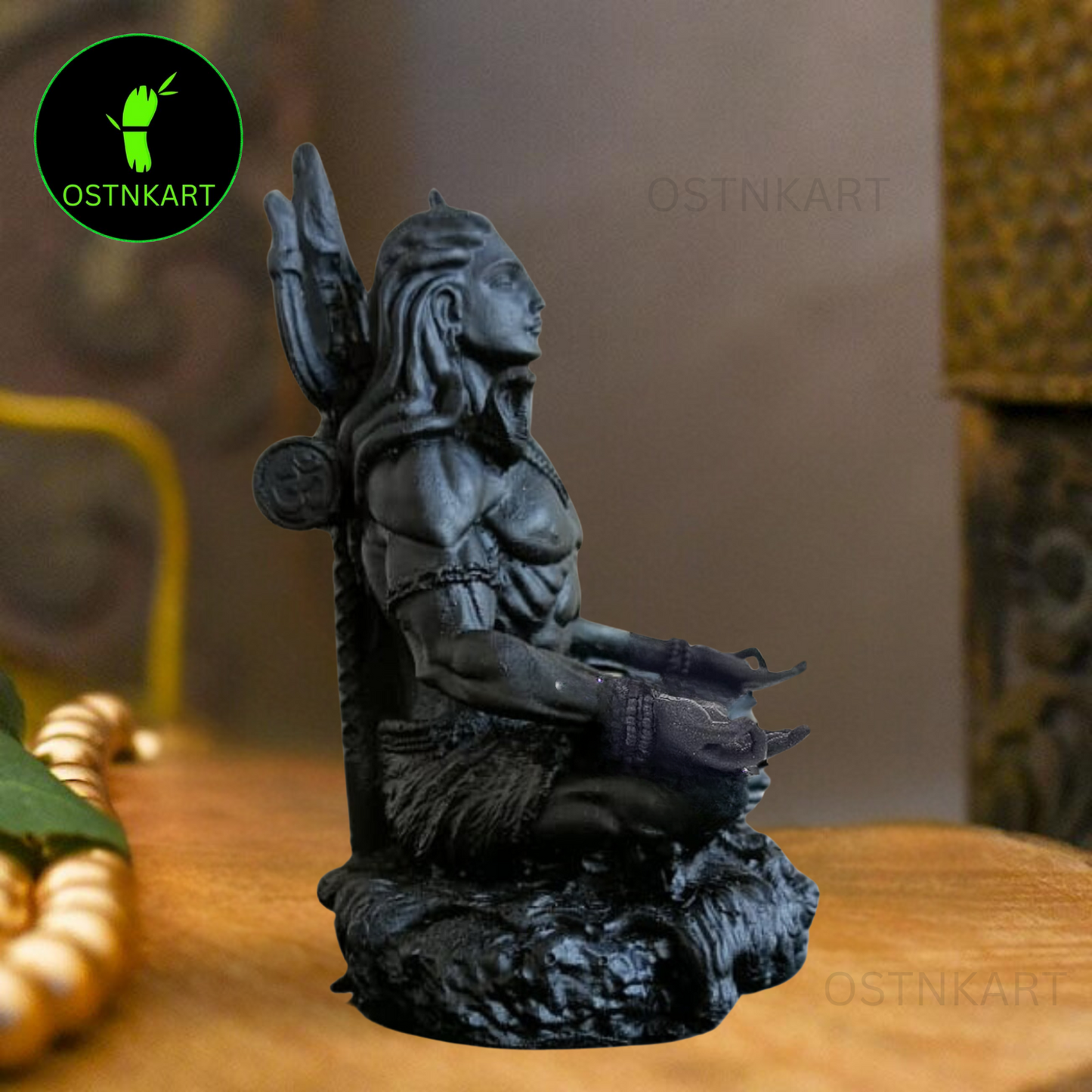 OSTNKART Mahayogi Adiyogi Shiva Statue 3.5 inch Polyresin Car Dashboard Idol, Shiv Ji Pooja Room,Living Room Show Piece New House Warming Gift(black,Size -6.1L x 5.1W x 8.9H cm)