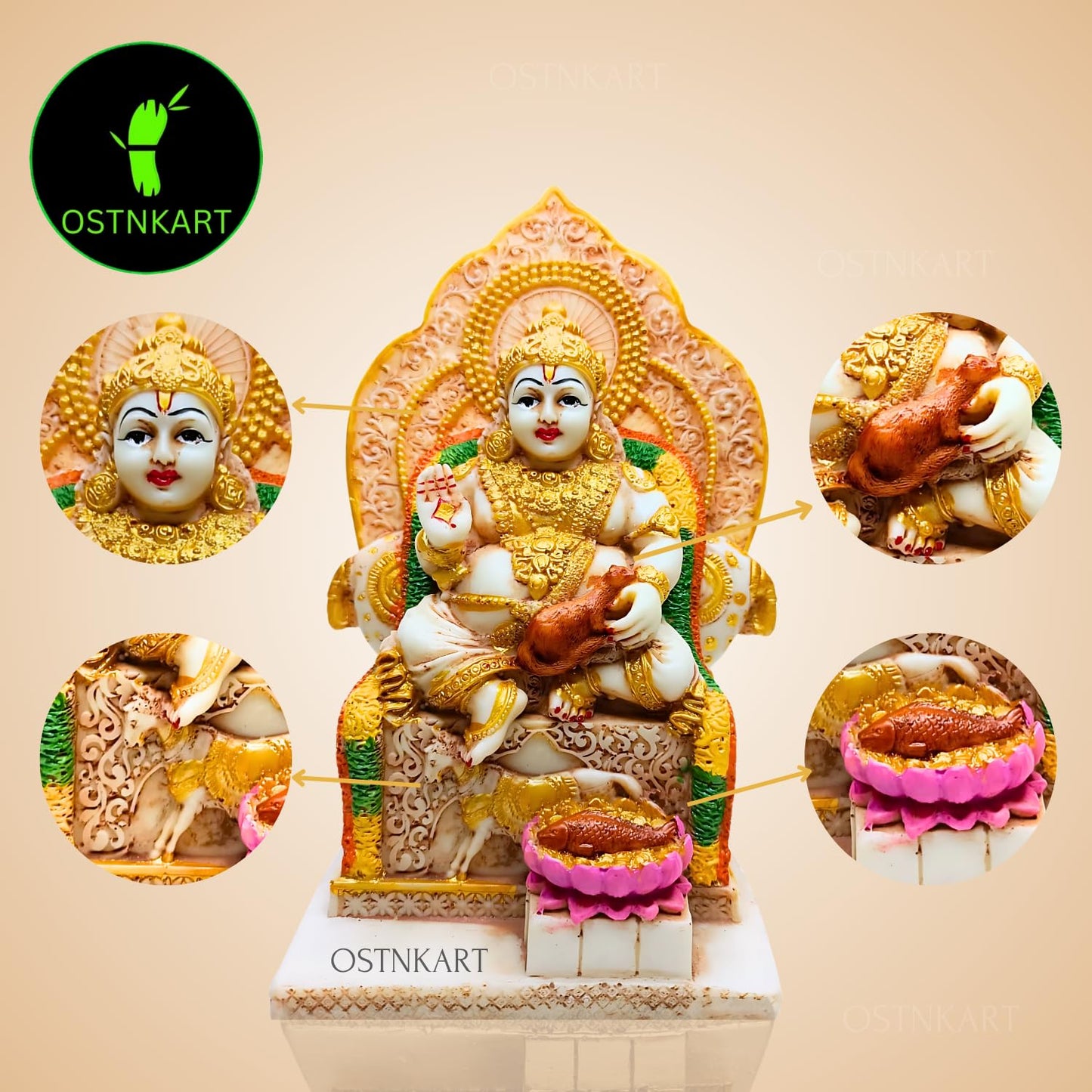 Kuber murti 7 inch Polyresin Idol kubera Statue Home & Office Pooja Room,Living Room Decor Show Piece Gift Good Luck Feng Shui (Multicolour,Size -7 * 4.5 * 3.5 inch)