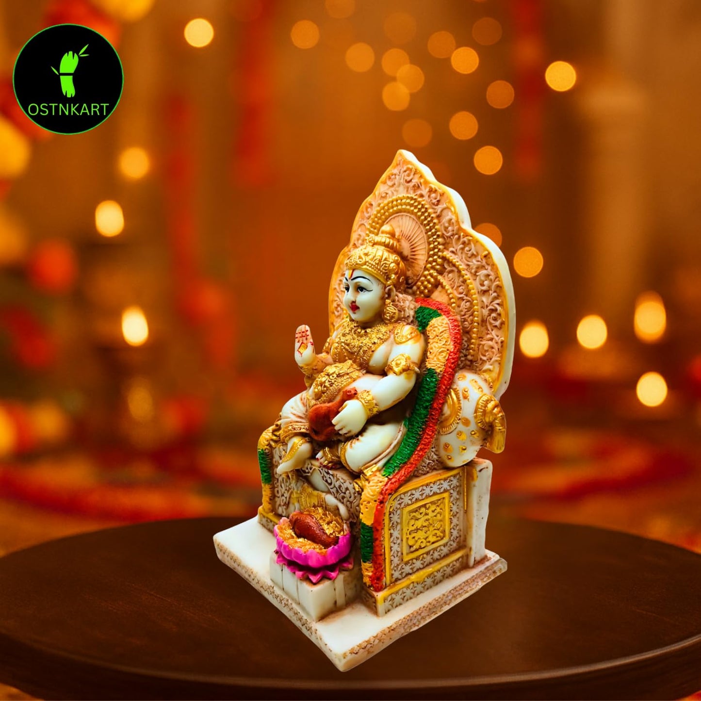 Kuber murti 7 inch Polyresin Idol kubera Statue Home & Office Pooja Room,Living Room Decor Show Piece Gift Good Luck Feng Shui (Multicolour,Size -7 * 4.5 * 3.5 inch)