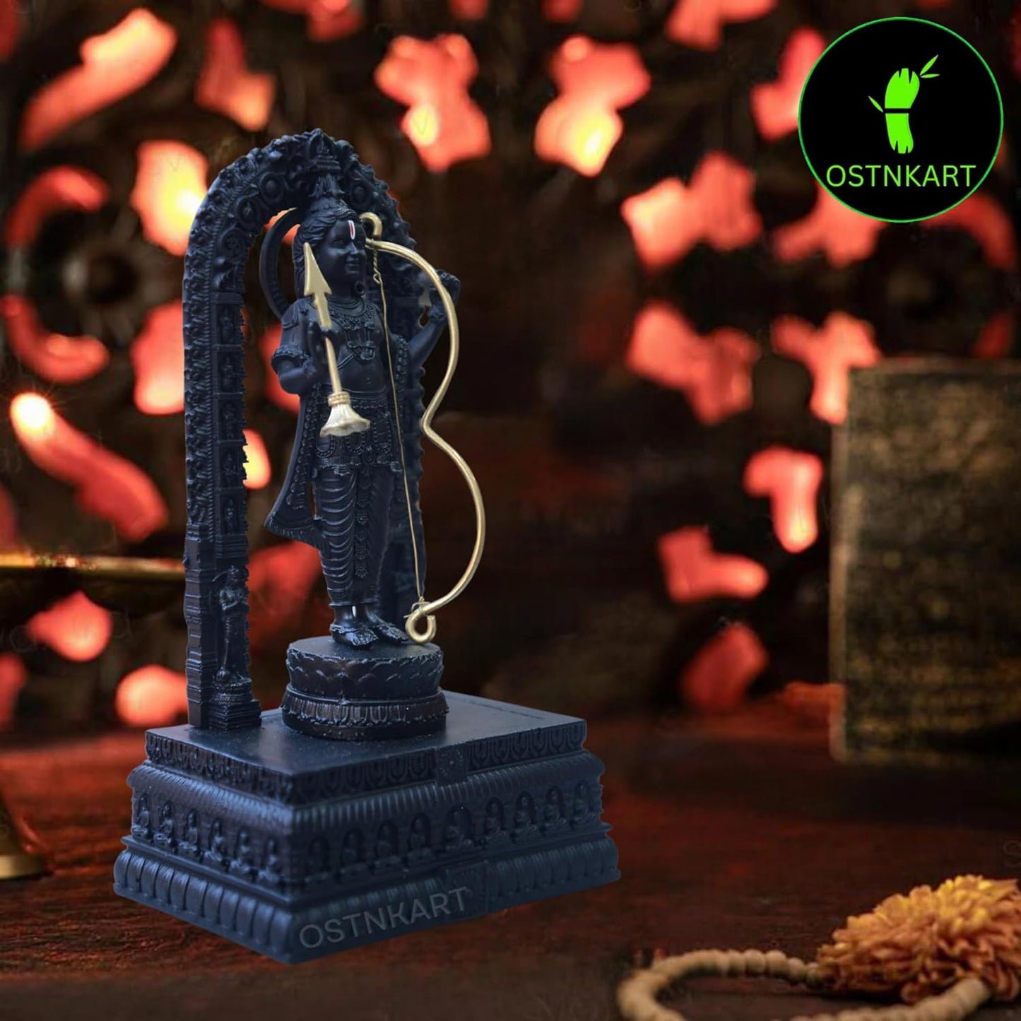 OSTNKART Ram Lalla Ayodhya Murti Pooja Room Decorative Statue(Polyresin 7 Inch,Black)
