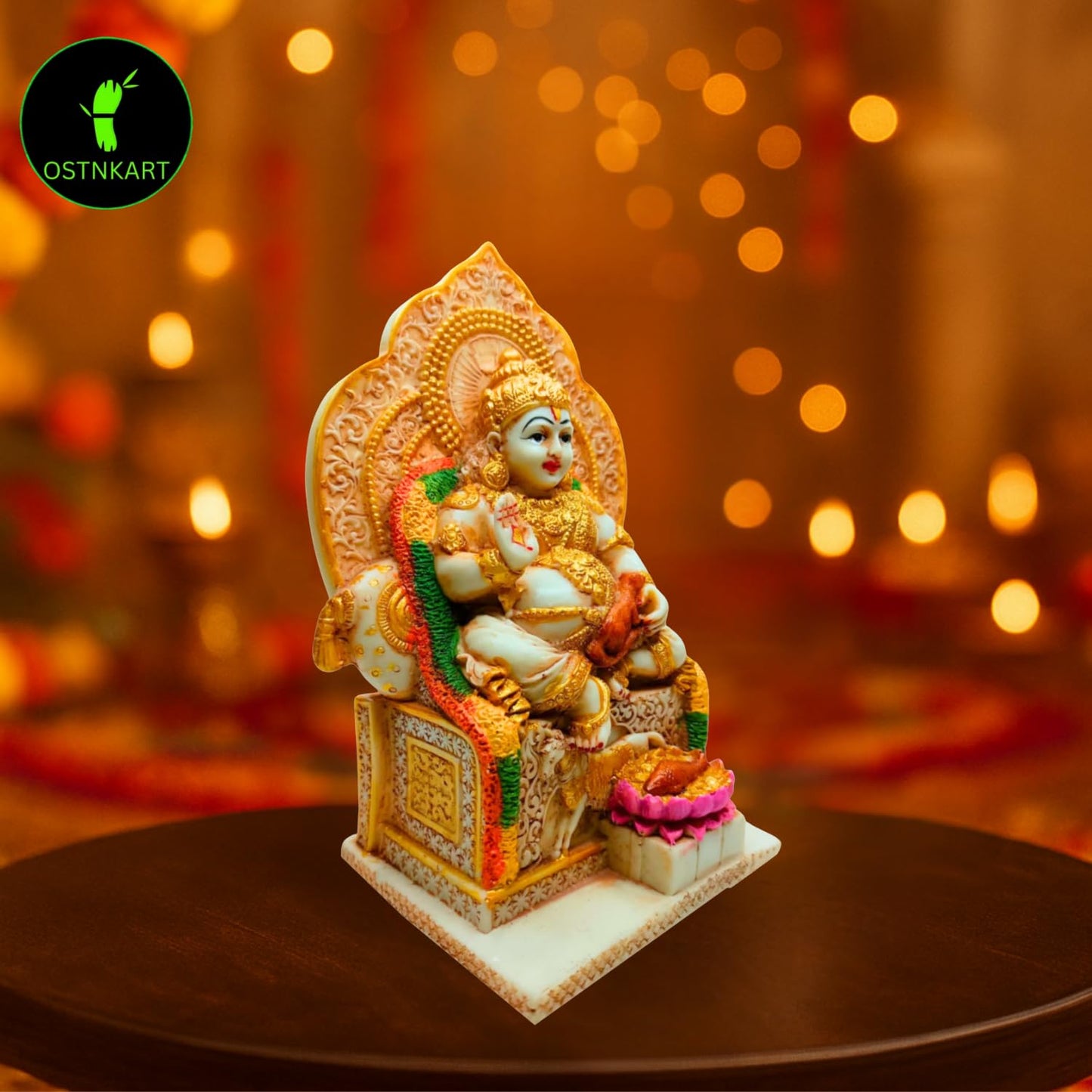 Kuber murti 7 inch Polyresin Idol kubera Statue Home & Office Pooja Room,Living Room Decor Show Piece Gift Good Luck Feng Shui (Multicolour,Size -7 * 4.5 * 3.5 inch)