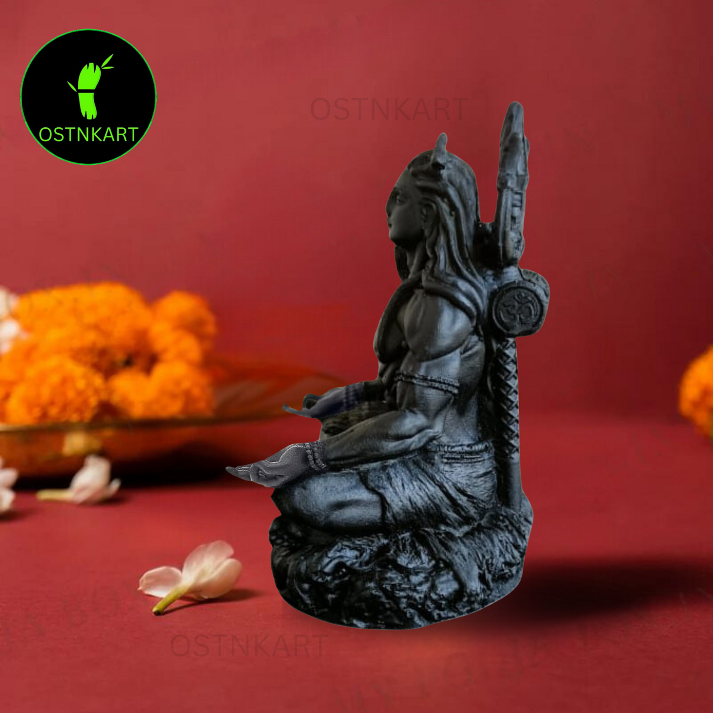 OSTNKART Mahayogi Adiyogi Shiva Statue 3.5 inch Polyresin Car Dashboard Idol, Shiv Ji Pooja Room,Living Room Show Piece New House Warming Gift(black,Size -6.1L x 5.1W x 8.9H cm)