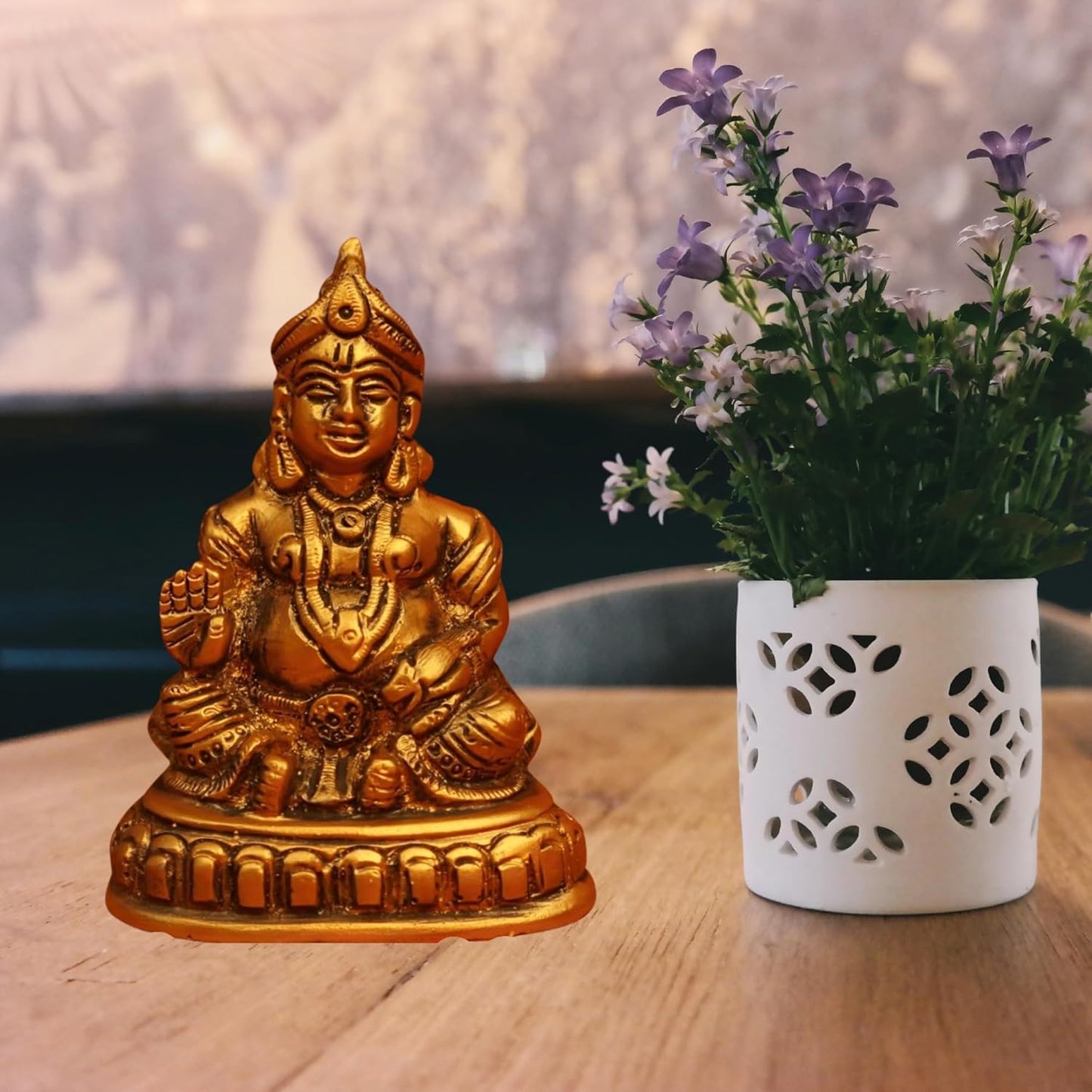 OSTNKART Kuber Murti 4 inch Polyresin Idol for Diwali Pooja puja,Home Office Living Room Decor Good Luck Statue for Pooja Room Decorative Showpiece Gift for Housewarming ceramony