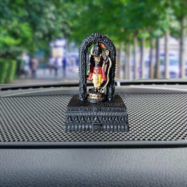 OSTNKART Ram Lalla Murti Statue Showpiece for Car Dashboard, 4 inch, Good Luck Gift Idol
