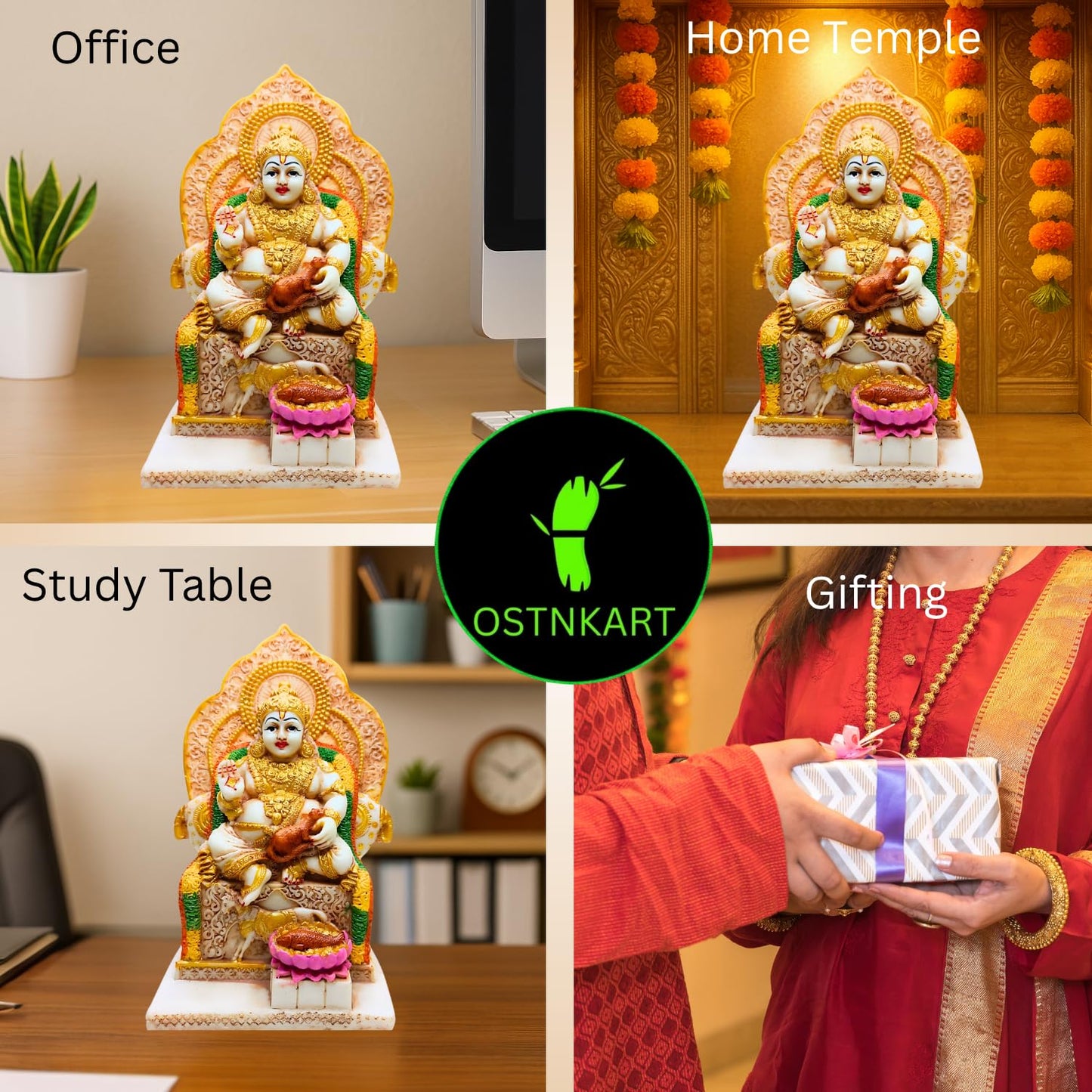 Kuber murti 7 inch Polyresin Idol kubera Statue Home & Office Pooja Room,Living Room Decor Show Piece Gift Good Luck Feng Shui (Multicolour,Size -7 * 4.5 * 3.5 inch)