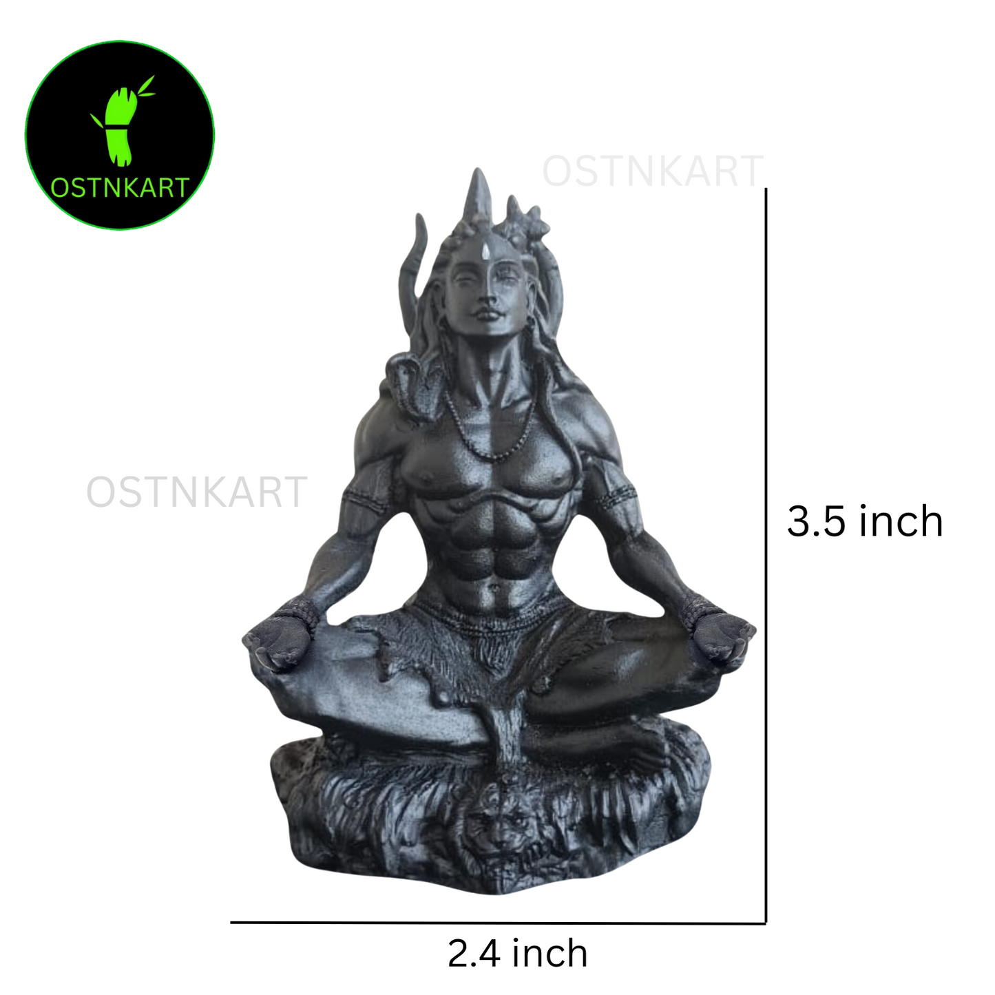 OSTNKART Mahayogi Adiyogi Shiva Statue 3.5 inch Polyresin Car Dashboard Idol, Shiv Ji Pooja Room,Living Room Show Piece New House Warming Gift(black,Size -6.1L x 5.1W x 8.9H cm)