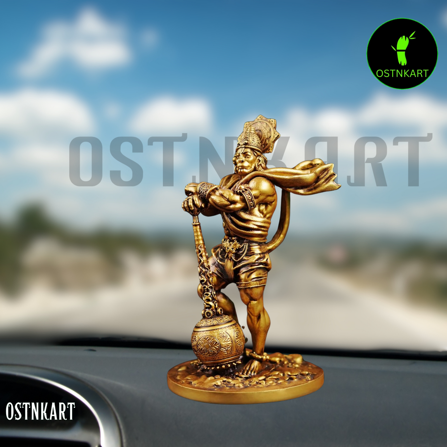 OSTNKART Bahubali Hanuman Ji Murti – Divine Bajrangbali Idol for Car Dashboard & Home Décor (4 Inch, Bahubali Hanuman)