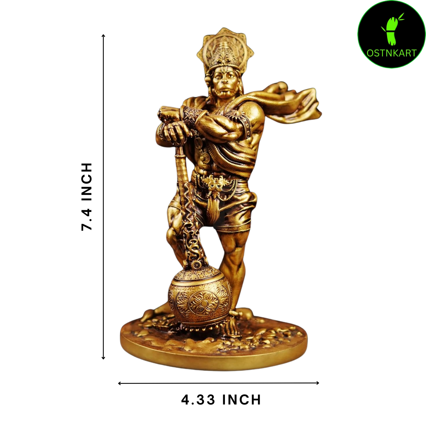 OSTNKART Bahubali Hanuman Ji Murti – Divine Bajrangbali Idol for Car Dashboard & Home Décor (4 Inch, Bahubali Hanuman)