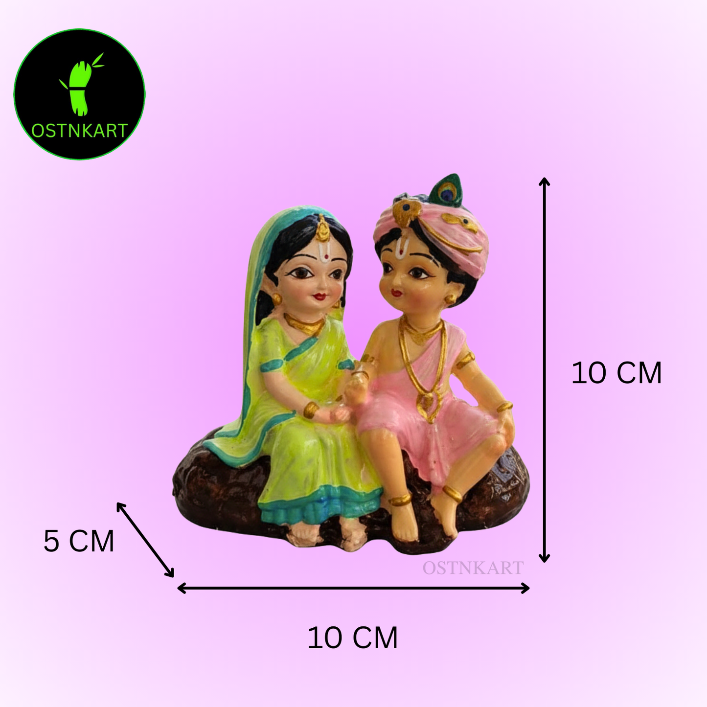 Radha Krishna Idol | 4 Inch Multicolour Polyresin Car Dashboard Statue | Decorative Spiritual Showpiece for Home, Office & Gift (Size: 10 x 5 x 10 cm)