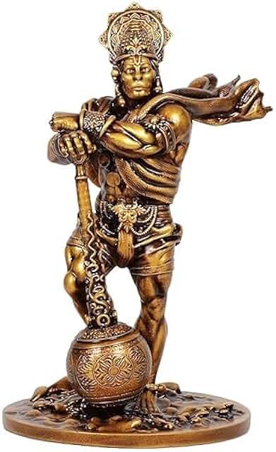 Premium Big Size Marble Dust and Resin Lord Bahubali Hanuman Idol Statue Bajrang Bali Murti Showpiece for Home Decor, Pooja & Gift, Height 7.5 Inch