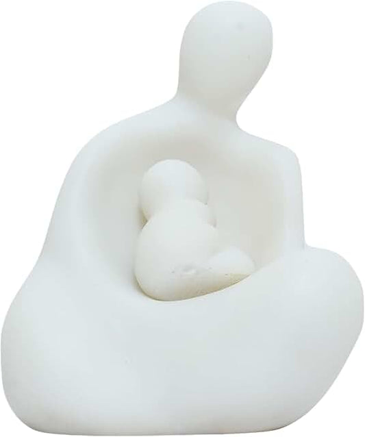 OSTNKART Mother & Baby Statue White Resin (Size - 4.5 Inch) Showpiece Baby Shower Gift Home Decoration Item Mom to be for Wife, Women, Sister, Pregnant Lady, Loveable Person Unique Gift