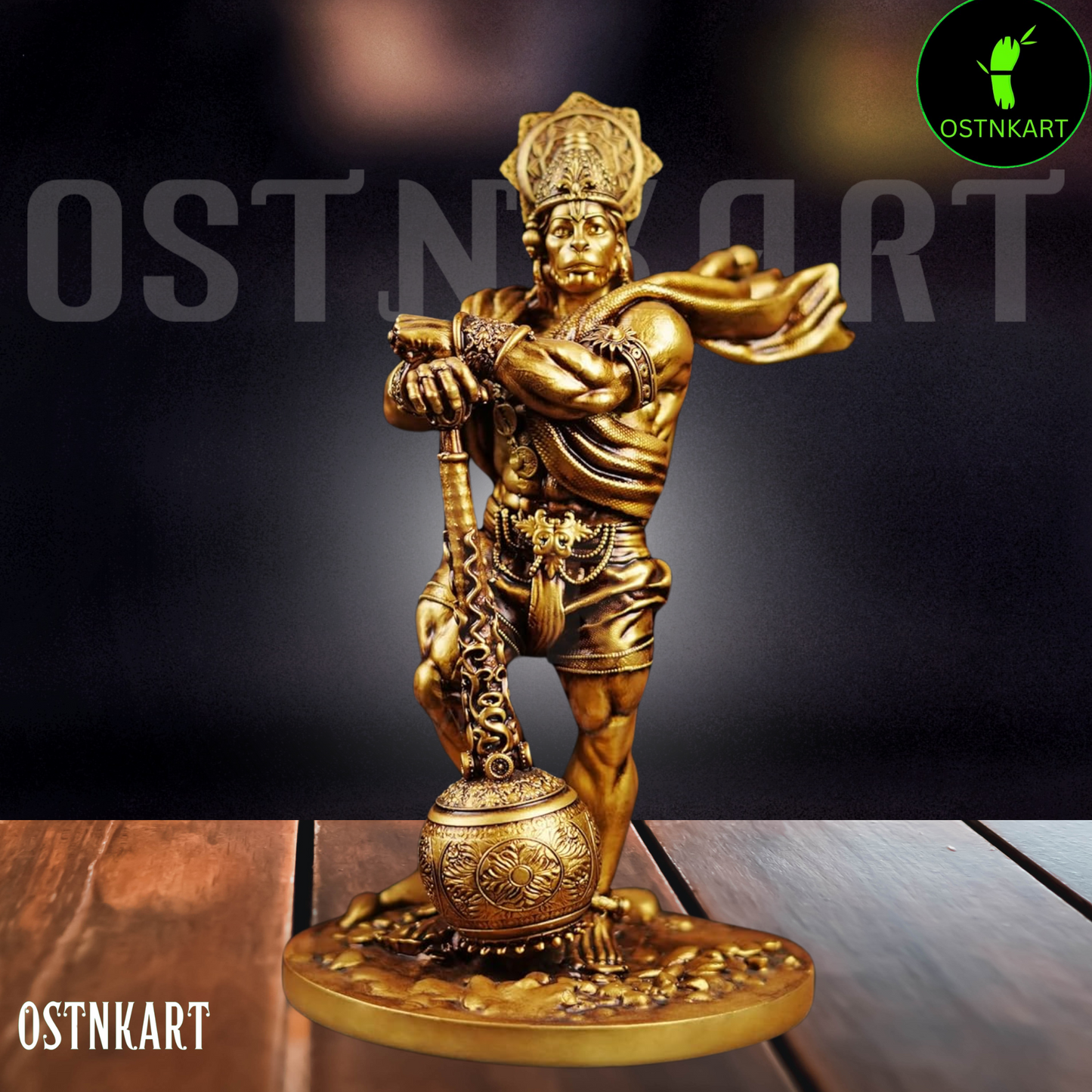 OSTNKART Bahubali Hanuman Ji Murti – Divine Bajrangbali Idol for Car Dashboard & Home Décor (4 Inch, Bahubali Hanuman)