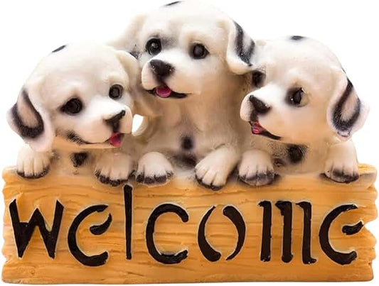 OSTNKART Welcome Dog Showpiece White Resin 4 * 5.5 Inch Statue for Home Decor, Door Entrance Decor, House Warming Gifts for New Home,Latest Kitchen,Living Room Decor Items Stylish, Wedding