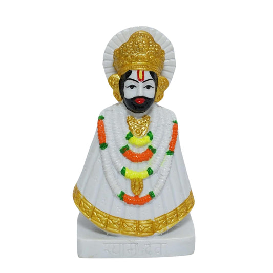 OSTNKART Khatu Shyam Ji Murti Polyresin 6 inch White Idol and Figurine for Gifting and Home and Office Decor (White,‎15.5L x 6.5W x 8.5H cm)