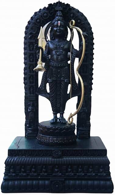 OSTNKART Ram Lalla Ayodhya Murti Pooja Room Decorative Statue(Polyresin 7 Inch,Black)