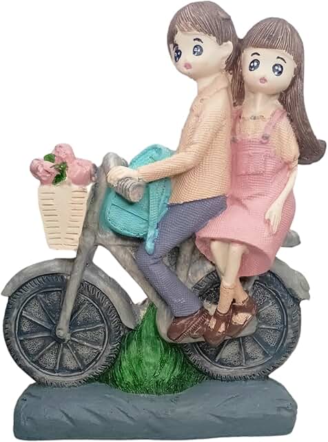 OSTNKART Resin Love Couple on Cycle Statue – Romantic Showpiece for Home Decor and Gifting, Ideal for Valentine’s Day, Anniversary, Weddings,Birthdays, Engagements (6x4.9 Inches)