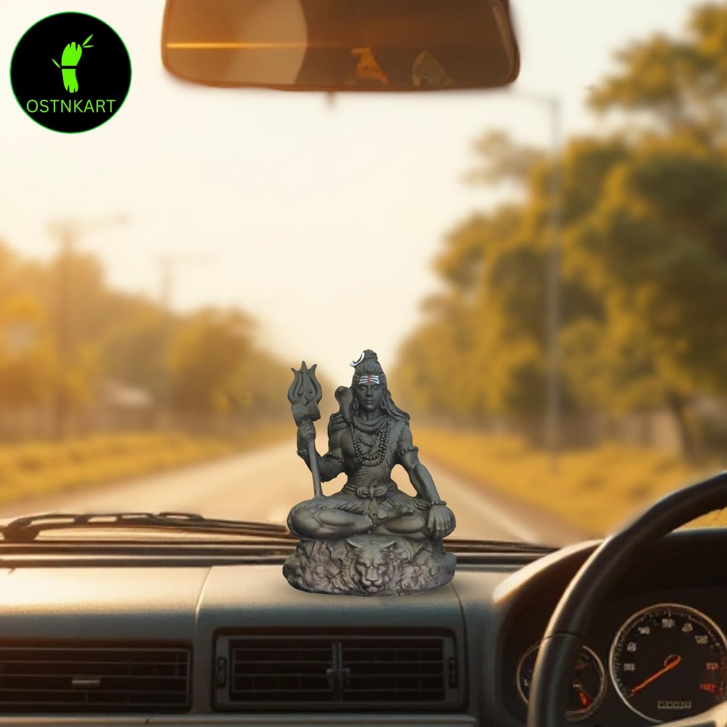 Lord Bholenath Shiva Idol Resin 3.5 Inch for Car Dashboard, Home Temple & Gift Décor (Size: L-7 x W-5 x H-9 cm)