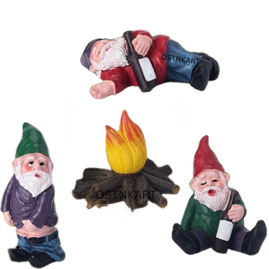 OSTNKART Lucky Garden Gnomes Miniature Home Decor Statue for Good Luck Figurines Outdoor Indoor Yard Lawn Porch Ornament Men Special Unique Gift Idea Multicolour (4 PCS)