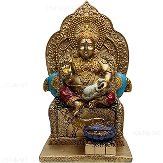 OSTNKART Kuber murti 7 inch Polyresin Idol kubera Statue Home & Office Pooja Room,Living Room Decor Show Piece New House Warming Gift Good Luck Feng Shui (Golden,Size -7 * 4.5 * 3.5 inch)