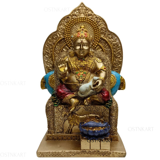 OSTNKART Kuber murti 7 inch Polyresin Idol kubera Statue Home & Office Pooja Room,Living Room Decor Show Piece New House Warming Gift Good Luck Feng Shui (Golden,Size -7 * 4.5 * 3.5 inch)