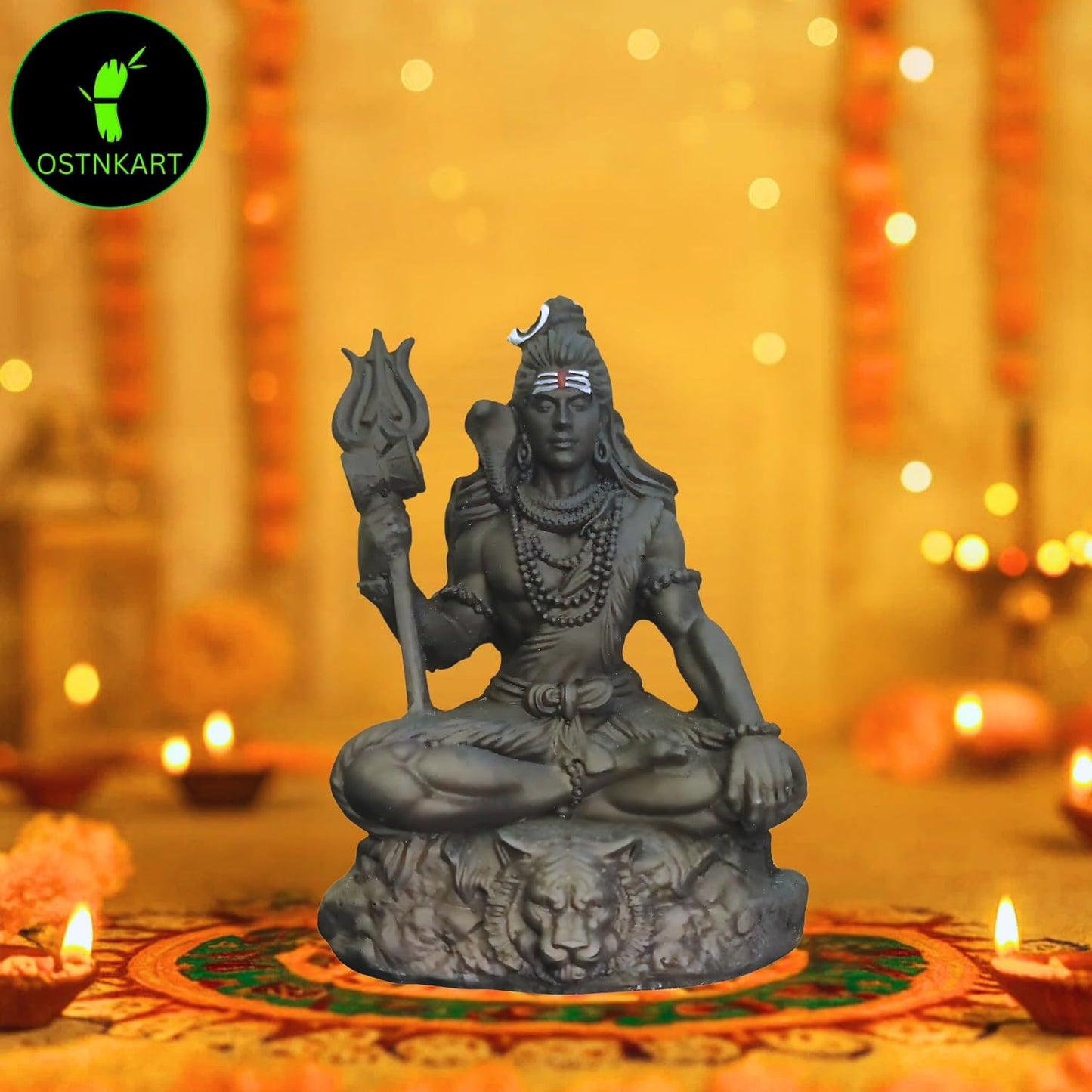 Lord Bholenath Shiva Idol Resin 3.5 Inch for Car Dashboard, Home Temple & Gift Décor (Size: L-7 x W-5 x H-9 cm)