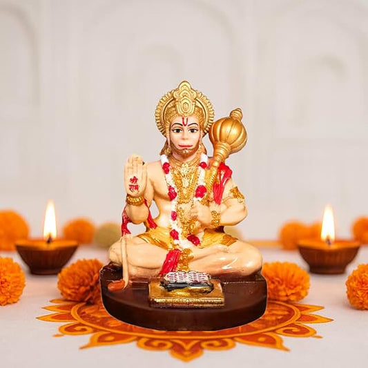 OSTNKART Hanuman Ji Murti for Car Dashboard Idol Polyresin 3.5 inch Multicolur, Home & Office Decor Statue, Living Room Show Piece, New House Warming, Birthday, Diwali Blessing Hanuman Statue