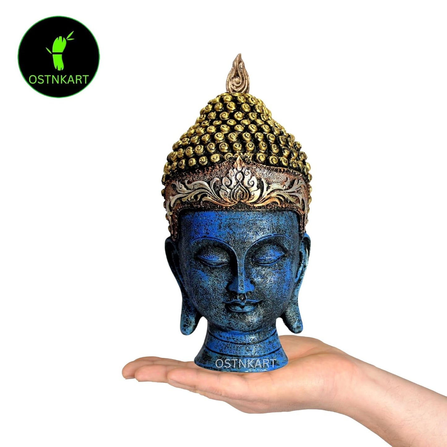 OSTNKART Gautam Buddha Head Statue Idol Home & Office Decorative Good Luck Show Piece Gift Item for Living Room Shelf, Tea Table Top, Decoration, New Shop & House Warming Ceramony