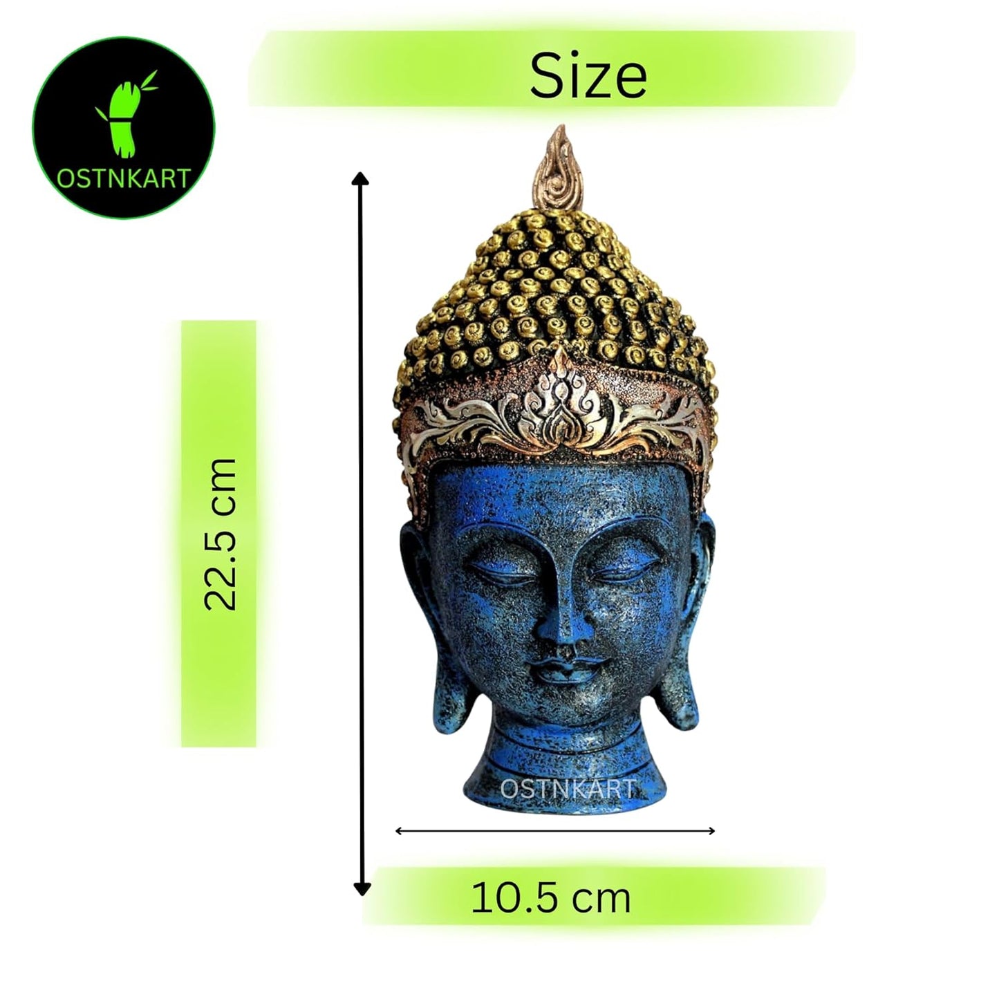 OSTNKART Gautam Buddha Head Statue Idol Home & Office Decorative Good Luck Show Piece Gift Item for Living Room Shelf, Tea Table Top, Decoration, New Shop & House Warming Ceramony
