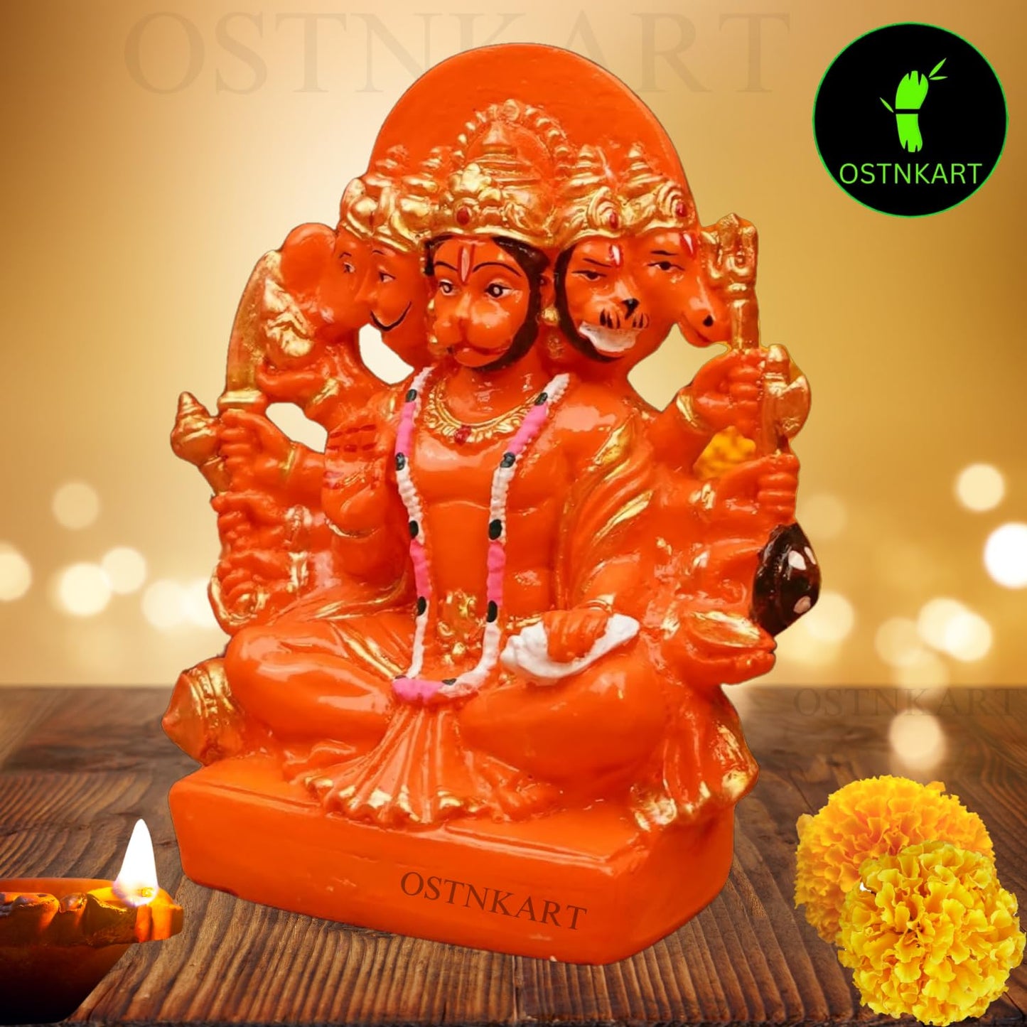 OSTNKART Hanuman Ji Murti Panchmukhi Hanuman for Door Entrance Temple Home & Office Decor Living Room Decoration Gift for New House Warming ceramony Diwali Gift bajarangbali Balaji Idol Evil Eye