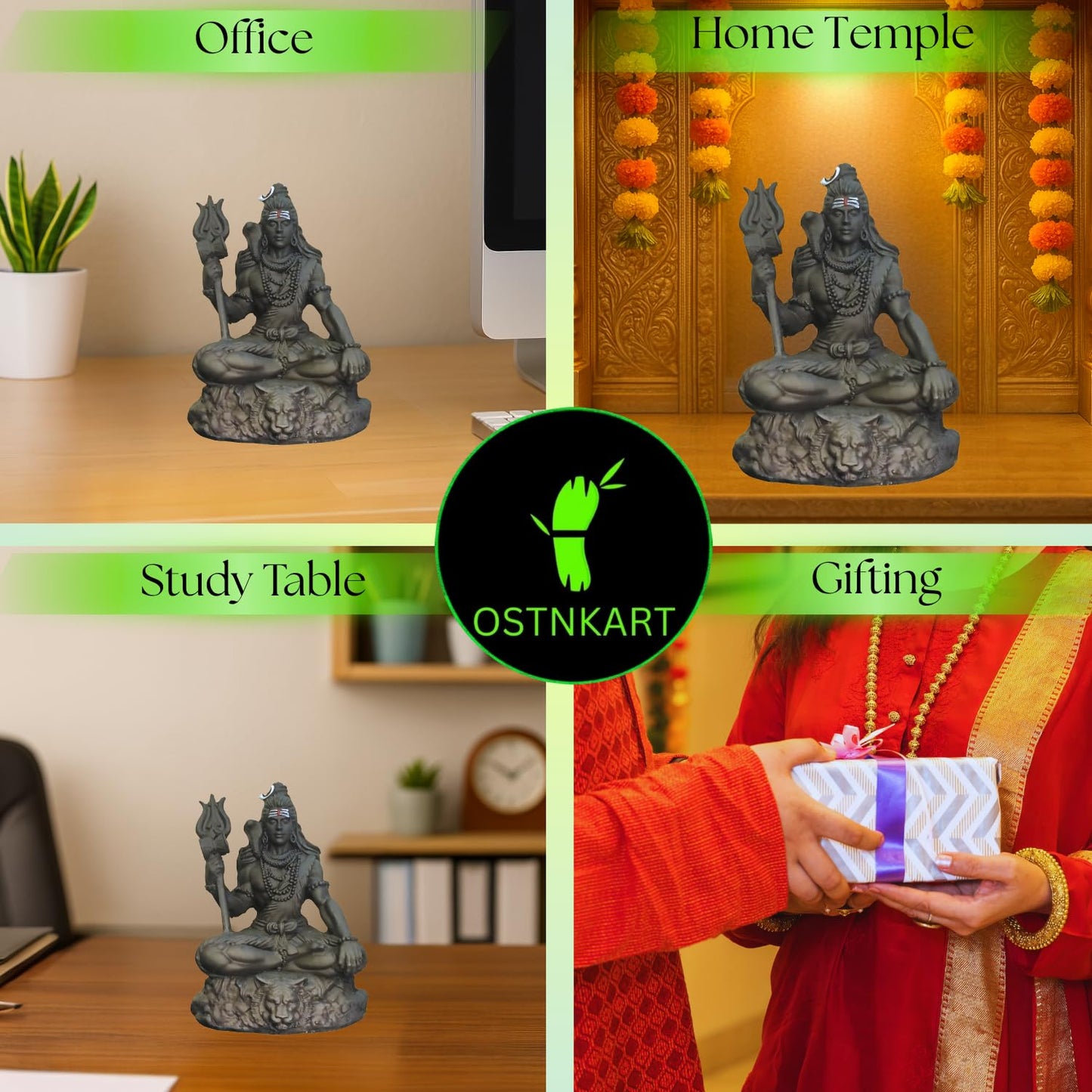 Lord Bholenath Shiva Idol Resin 3.5 Inch for Car Dashboard, Home Temple & Gift Décor (Size: L-7 x W-5 x H-9 cm)