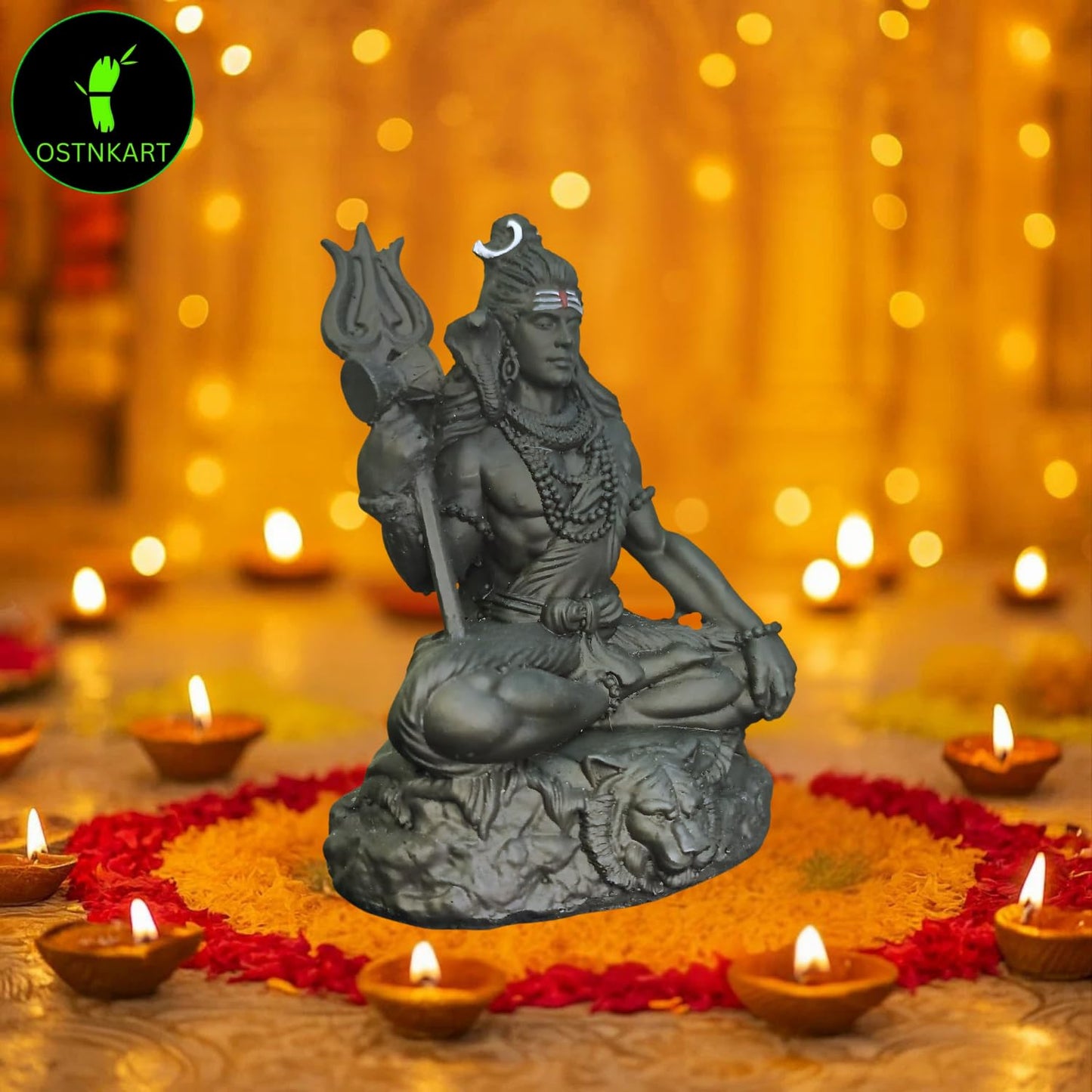Lord Bholenath Shiva Idol Resin 3.5 Inch for Car Dashboard, Home Temple & Gift Décor (Size: L-7 x W-5 x H-9 cm)
