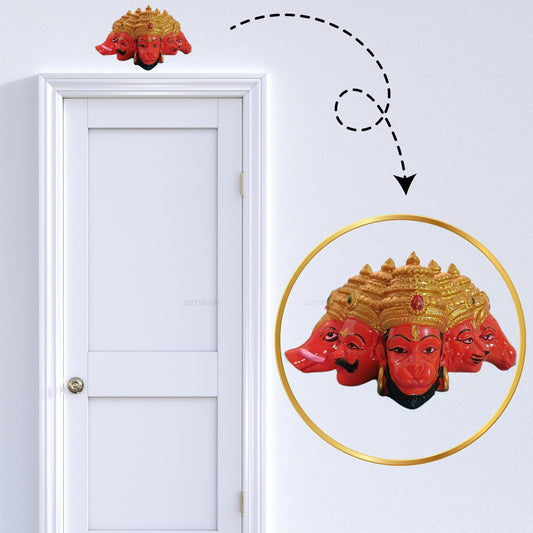 OSTNKART Panchmukhi Hanuman Polyresin Orange, Size-L-12,W-5,H-7 cm for Door Entrance Hanuman ji Murti for House Warming Ceremony,Birthday,Diwali Gift