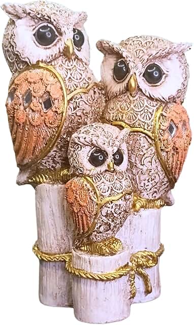 OSTNKART Lucky Owl Statue for Good Luck 6 Inch Resin Figurine Antique Multicolour |Feng Shui & Vastu I Evil Eye |Owl Family Showpiece for Home & Office Table Decor Gift Item (L-8 x W-5 x H-14 cm)