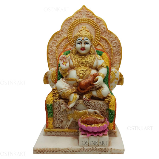 OSTNKART Kuber murti 7 inch Polyresin Idol kubera Statue Home & Office Pooja Room,Living Room Decor Show Piece Gift Good Luck Feng Shui (Multicolour,Size -7 * 4.5 * 3.5 inch)