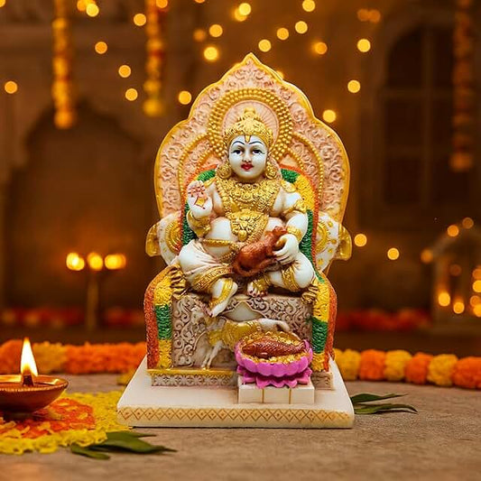 OSTNKART Kuber murti 7 inch Polyresin Idol kubera Statue Home & Office Pooja Room,Living Room Decor Show Piece Gift Good Luck Feng Shui (Multicolour,Size -7 * 4.5 * 3.5 inch)