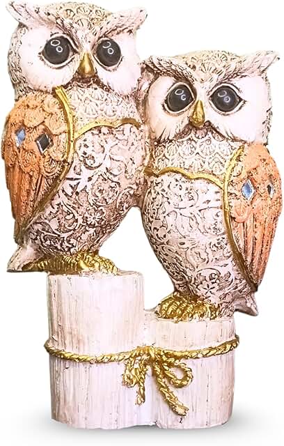 OSTNKART Owl Statue for Good Luck – 6 Inch Resin Figurine Antique Multicolour |Feng Shui & Vastu I Evil Eye |Owl Pair Showpiece for Home & Office Table Decor Gift Item (L-10 x W-5 x H-16 cm)