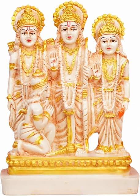 OSTNKART Ram Darbar Murti Lord Rama, Sita, Laxhman, Hanuman Combo of 4 God Idol for Home & Temple a Meaningful Religious Gift Item (Size 7 inch, Multicolour)