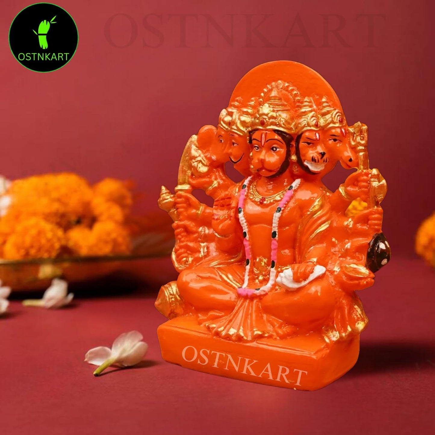 OSTNKART Hanuman Ji Murti Panchmukhi Hanuman for Door Entrance Temple Home & Office Decor Living Room Decoration Gift for New House Warming ceramony Diwali Gift bajarangbali Balaji Idol Evil Eye