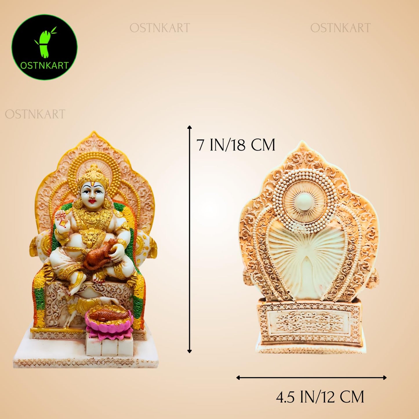 Kuber murti 7 inch Polyresin Idol kubera Statue Home & Office Pooja Room,Living Room Decor Show Piece Gift Good Luck Feng Shui (Multicolour,Size -7 * 4.5 * 3.5 inch)