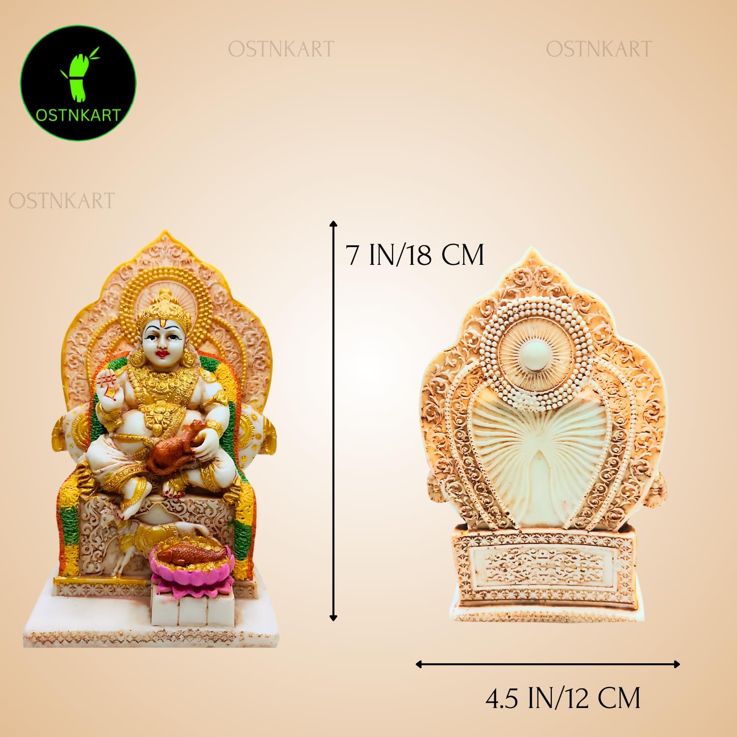 Kuber murti 7 inch Polyresin Idol kubera Statue Home & Office Pooja Room,Living Room Decor Show Piece Gift Good Luck Feng Shui (Multicolour,Size -7 * 4.5 * 3.5 inch)