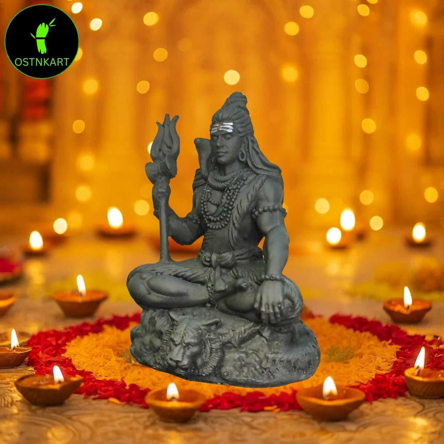 Lord Bholenath Shiva Idol Resin 3.5 Inch for Car Dashboard, Home Temple & Gift Décor (Size: L-7 x W-5 x H-9 cm)