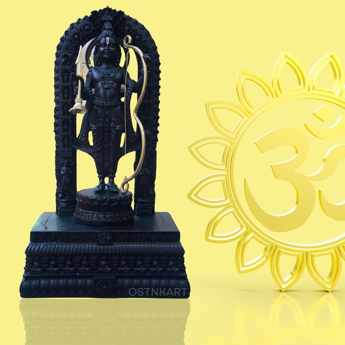 OSTNKART Ram Lalla Ayodhya Murti Pooja Room Decorative Statue(Polyresin 7 Inch,Black)
