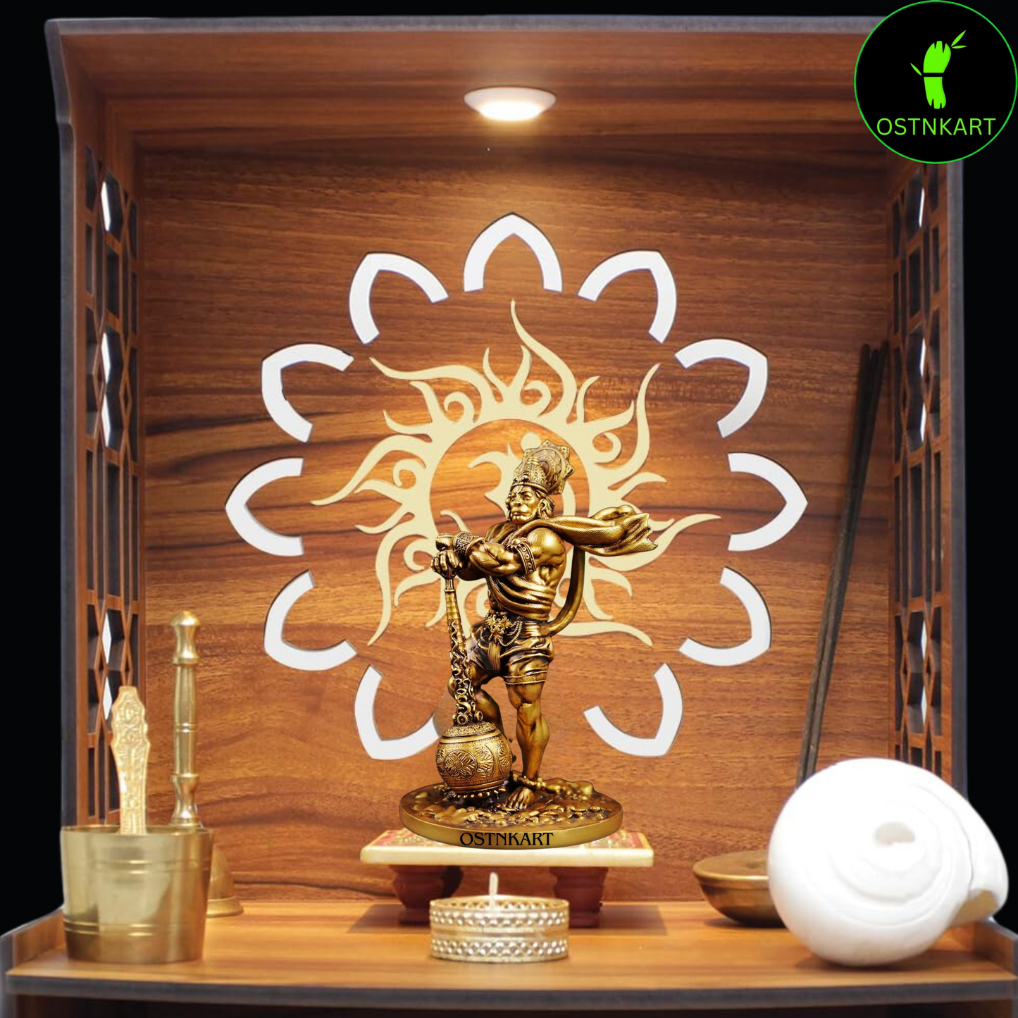 OSTNKART Bahubali Hanuman Ji Murti – Divine Bajrangbali Idol for Car Dashboard & Home Décor (4 Inch, Bahubali Hanuman)