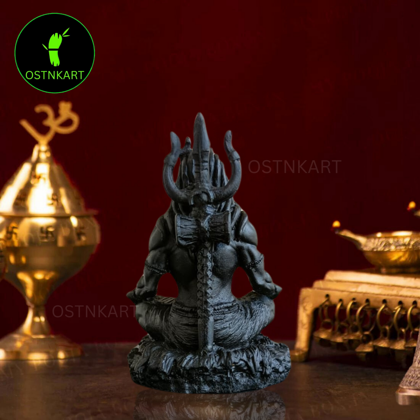 OSTNKART Mahayogi Adiyogi Shiva Statue 3.5 inch Polyresin Car Dashboard Idol, Shiv Ji Pooja Room,Living Room Show Piece New House Warming Gift(black,Size -‎6.1L x 5.1W x 8.9H cm)