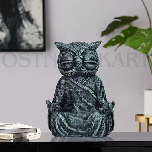 OSTNKART® Owl Statue for Good Luck feng Shui Home Living Room Aquarium Office Decor House Warming Gifts for New Home,(6x4 inch Green Stone)