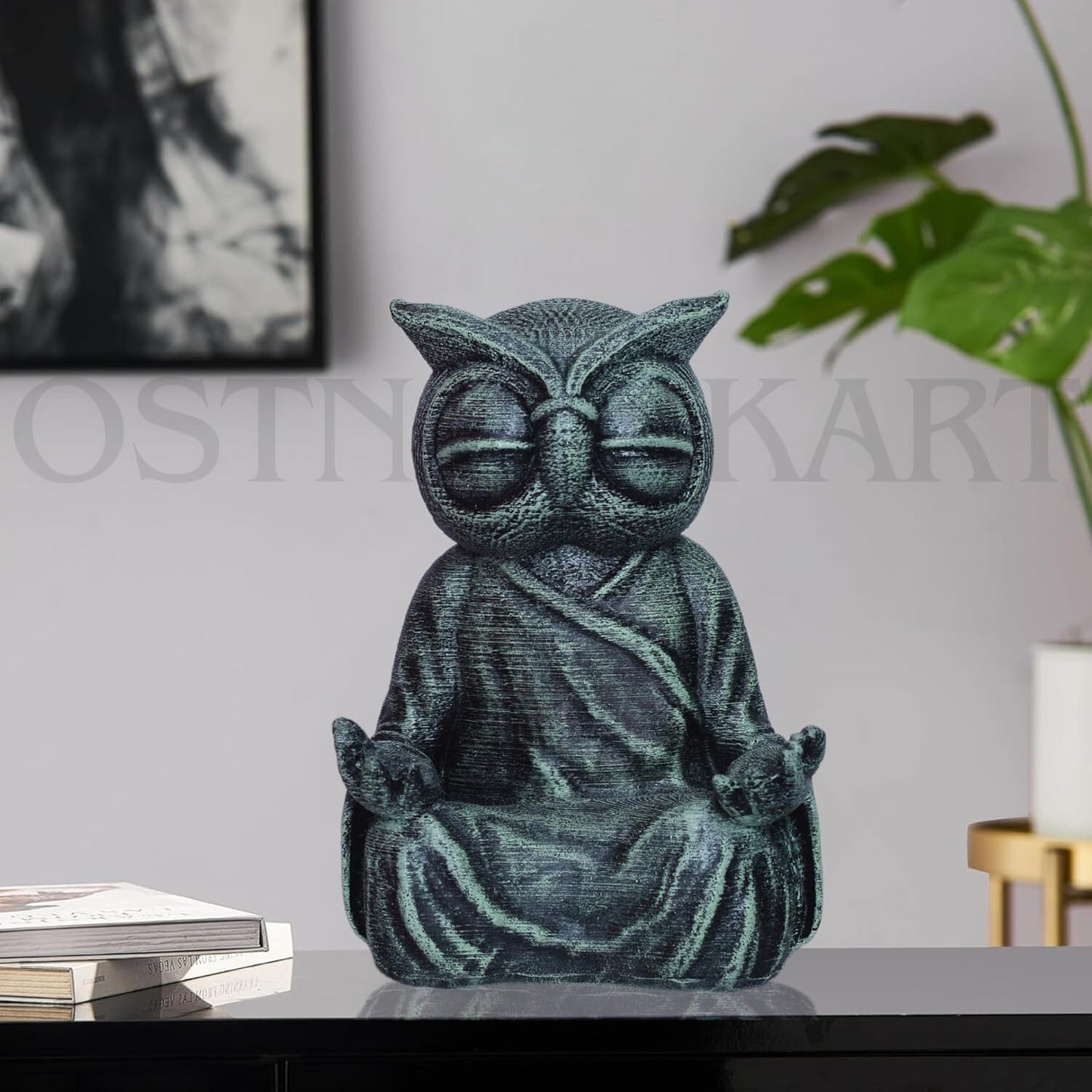 OSTNKART Lucky Owl Statue for Good Luck feng Shui Living Room Office Table Garden Home Decor Decoration Birthday Anniversary Wedding Gift for Housewarming ceramony showpeice Figurines (6 * 4 inch)