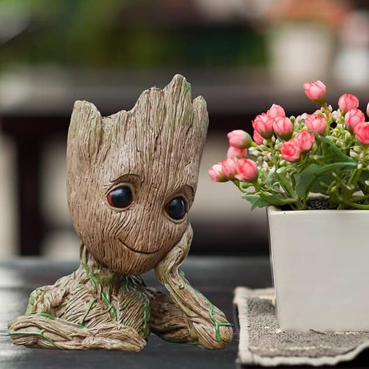 OSTNKART Resin Groot Flower Pot Baby Groot Flower Pot Pen Holder (Brown)