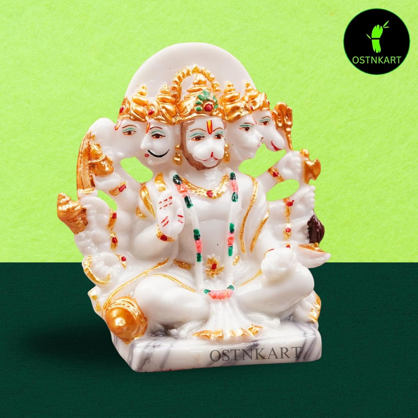 OSTNKART Hanuman Ji Murti Panchmukhi Hanuman for Door Entrance Temple Home & Office Decor Living Room Decoration Gift for New House Warming ceramony Diwali Gift bajarangbali Balaji Idol Evil Eye